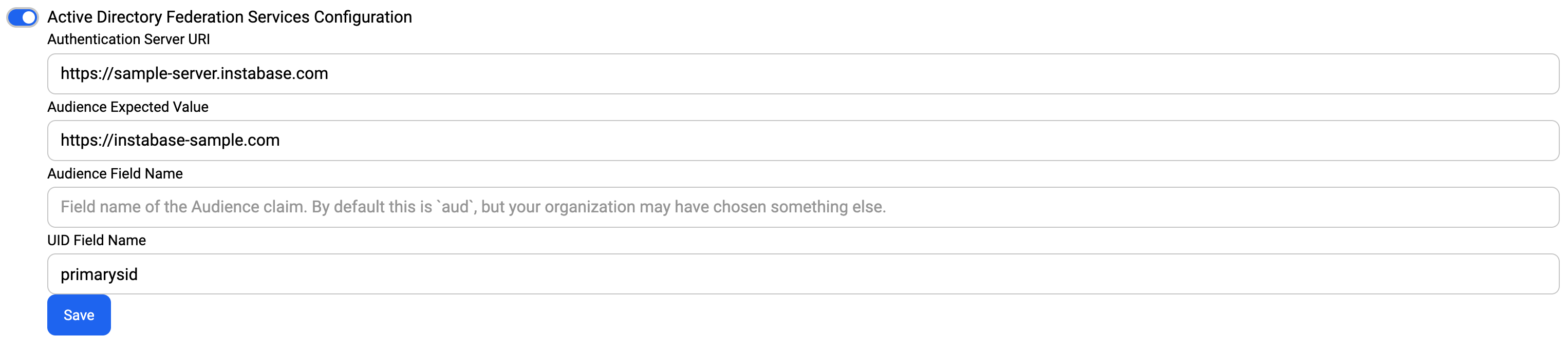 Sample AD FS Configuration